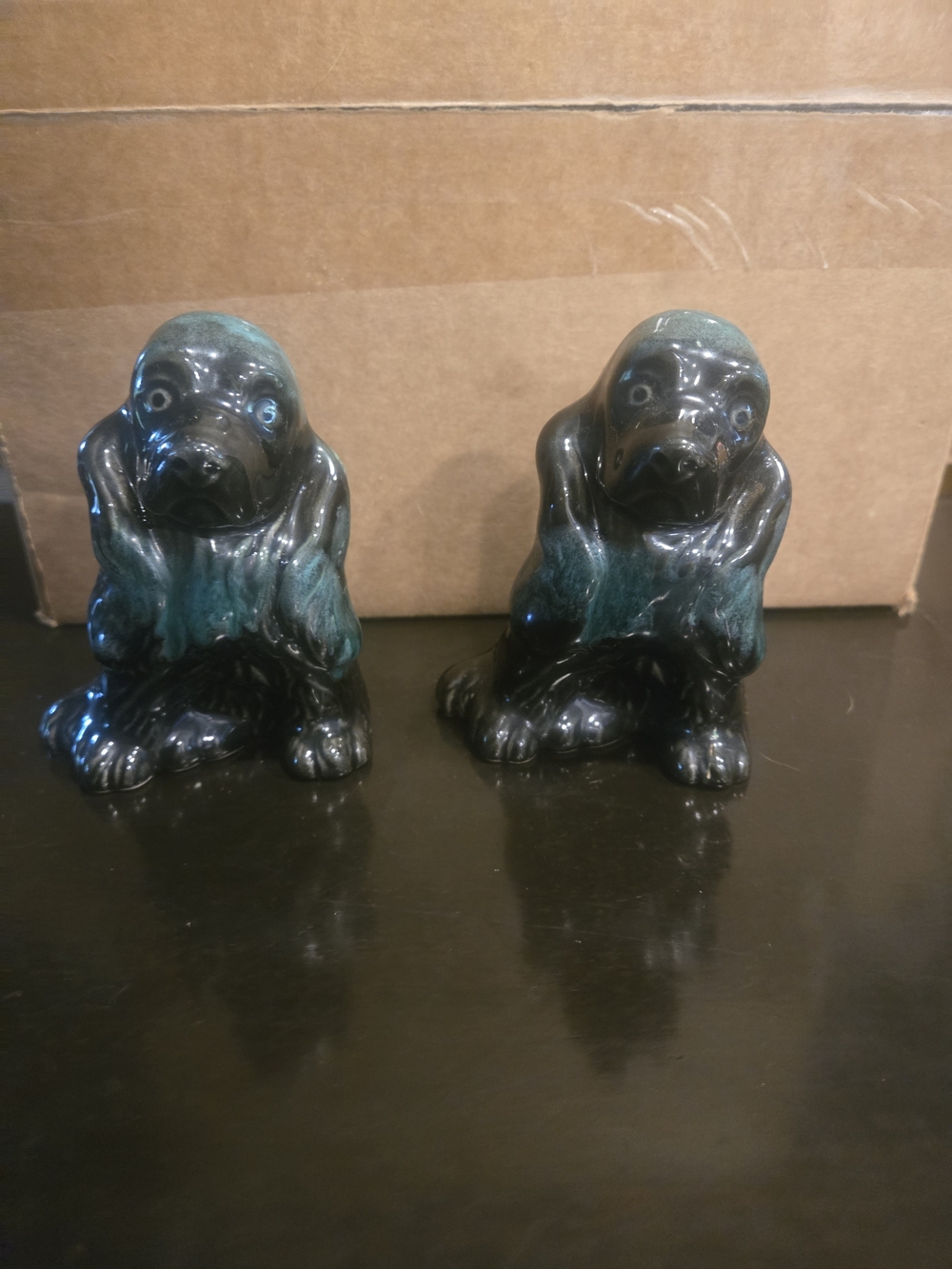 Vintage Canadian Wyatt Art Pottery Cocker Spaniel Pair (As-Is)